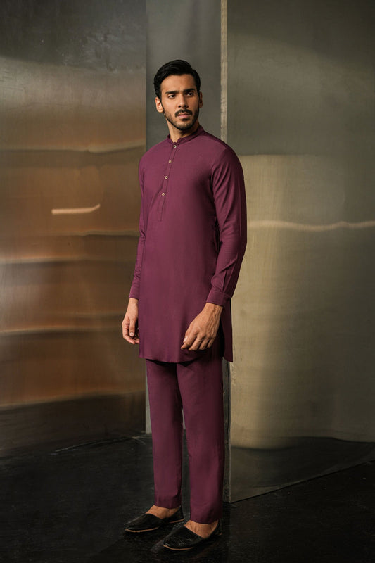 KURTA TROUSER-MAROON - shop at Bareezeman