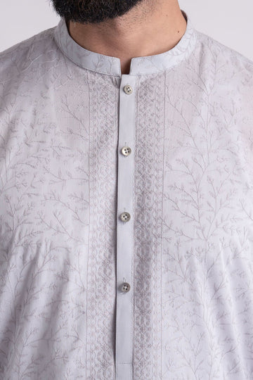 EMBROIDERED-KURTA-GREY - shop at Bareezeman