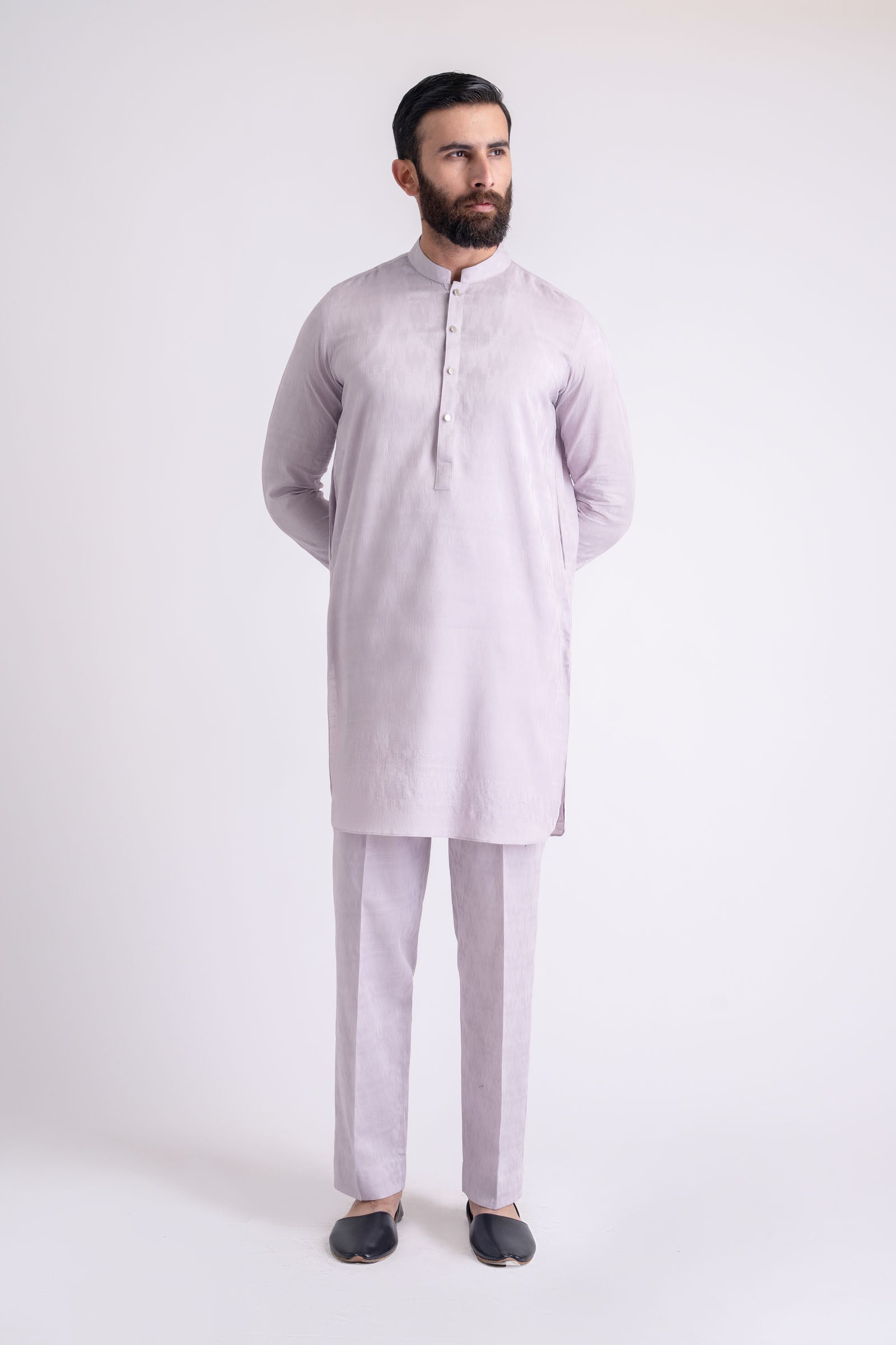 JACQUARD-KURTA TROUSER-L-PURPLE - shop at Bareezeman
