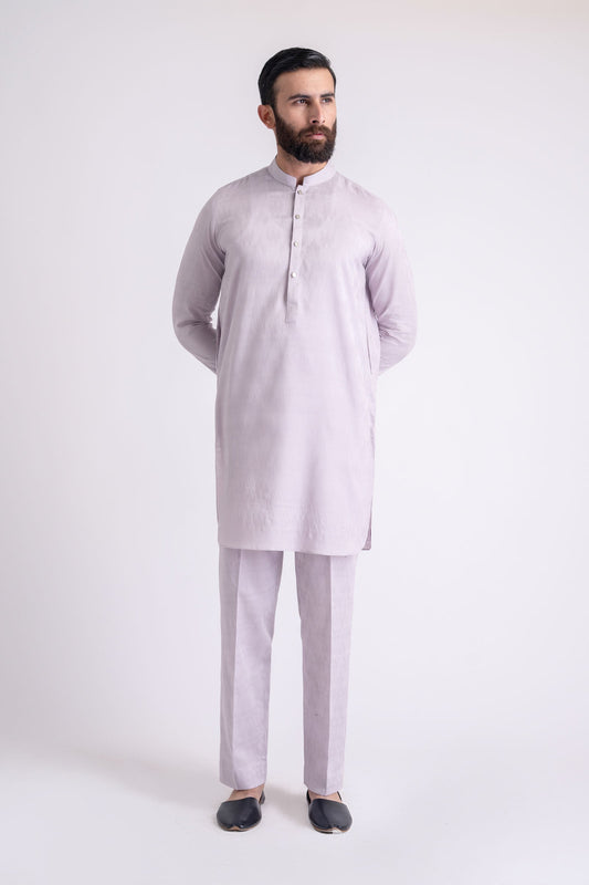 JACQUARD-KURTA TROUSER-L-PURPLE - shop at Bareezeman
