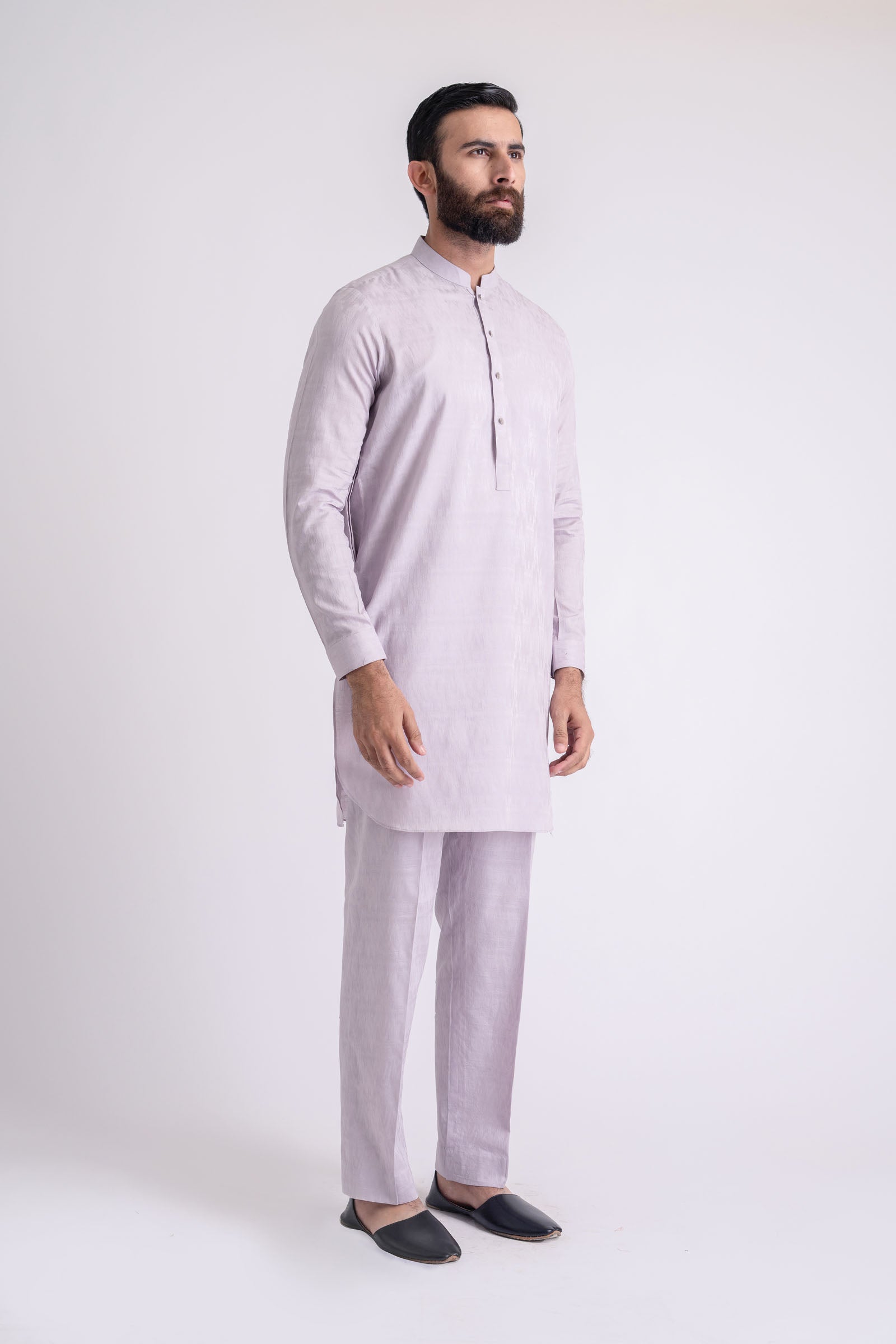 JACQUARD-KURTA TROUSER-L-PURPLE