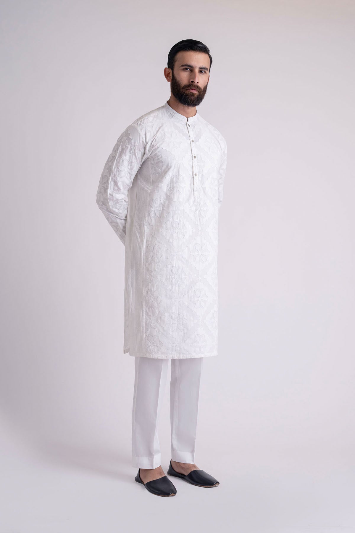 HANDMADE-KURTA-WHITE - shop at Bareezeman