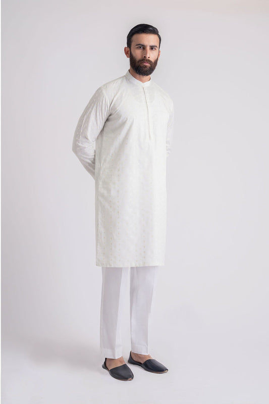 EMBROIDERED-KURTA-L-BEIGE - shop at Bareezeman