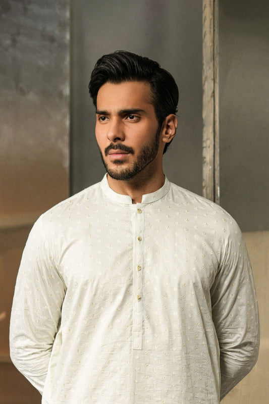 EMBROIDERED-KURTA-L-GREEN - shop at Bareezeman
