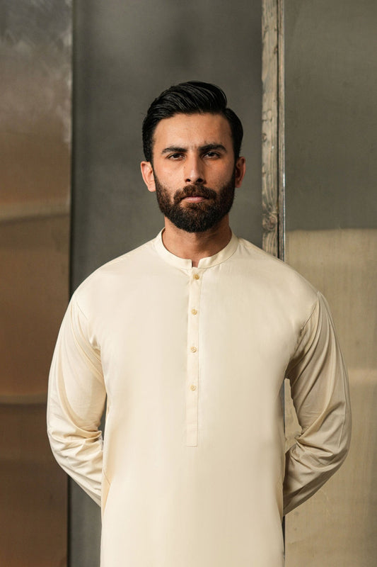 KURTA TROUSER-BEIGE - shop at Bareezeman