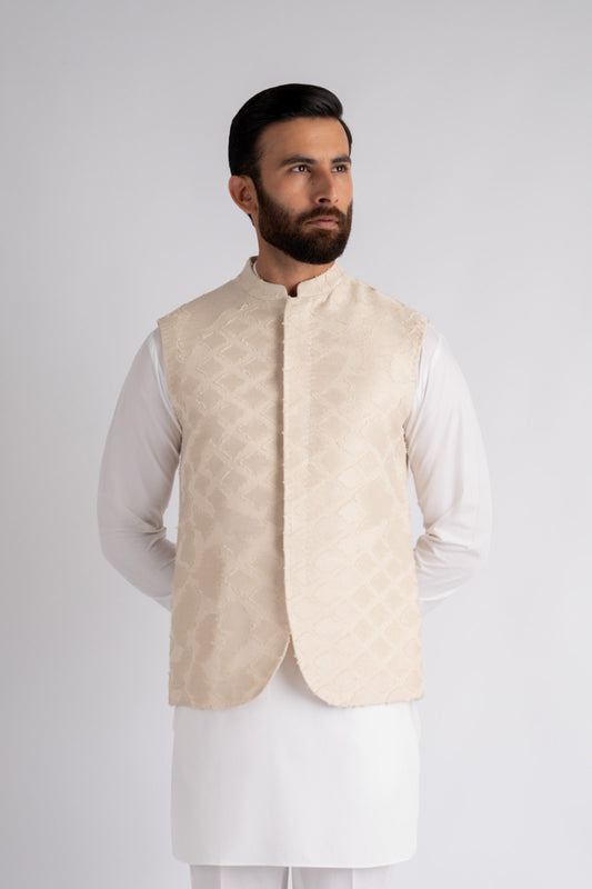 EMBROIDERED-WAISTCOAT-O-WHITE - shop at Bareezeman
