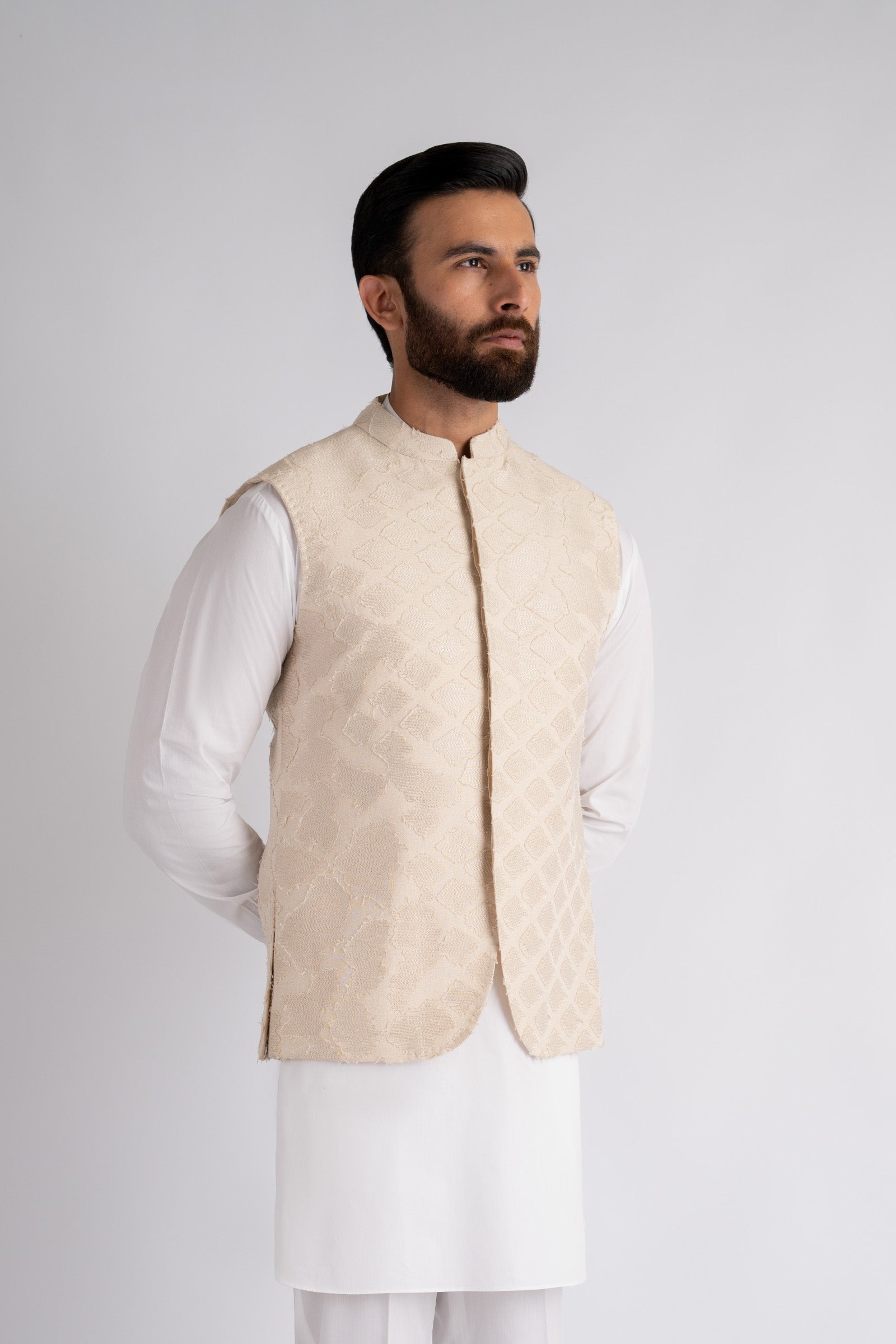 EMBROIDERED-WAISTCOAT-O-WHITE - shop at Bareezeman