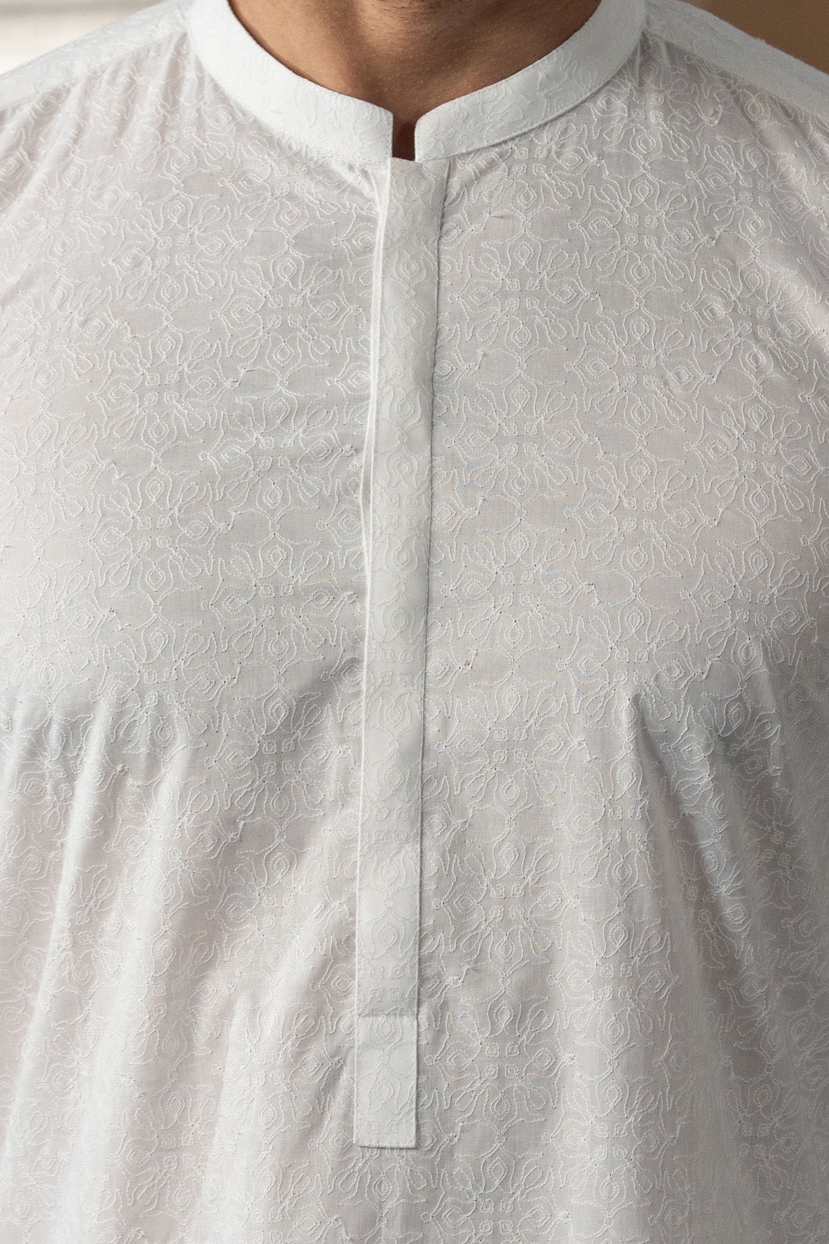 EMBROIDERED-KURTA-WHITE - shop at Bareezeman