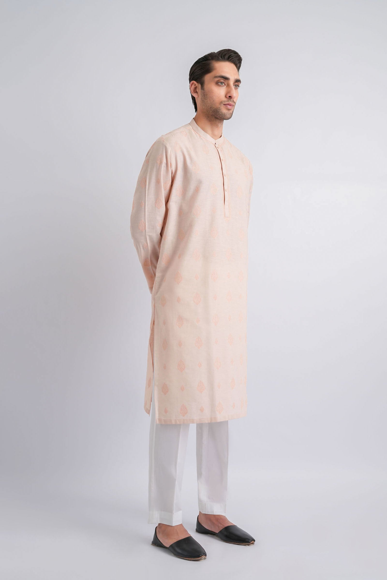 EMBROIDERED-KURTA-PINK - shop at Bareezeman