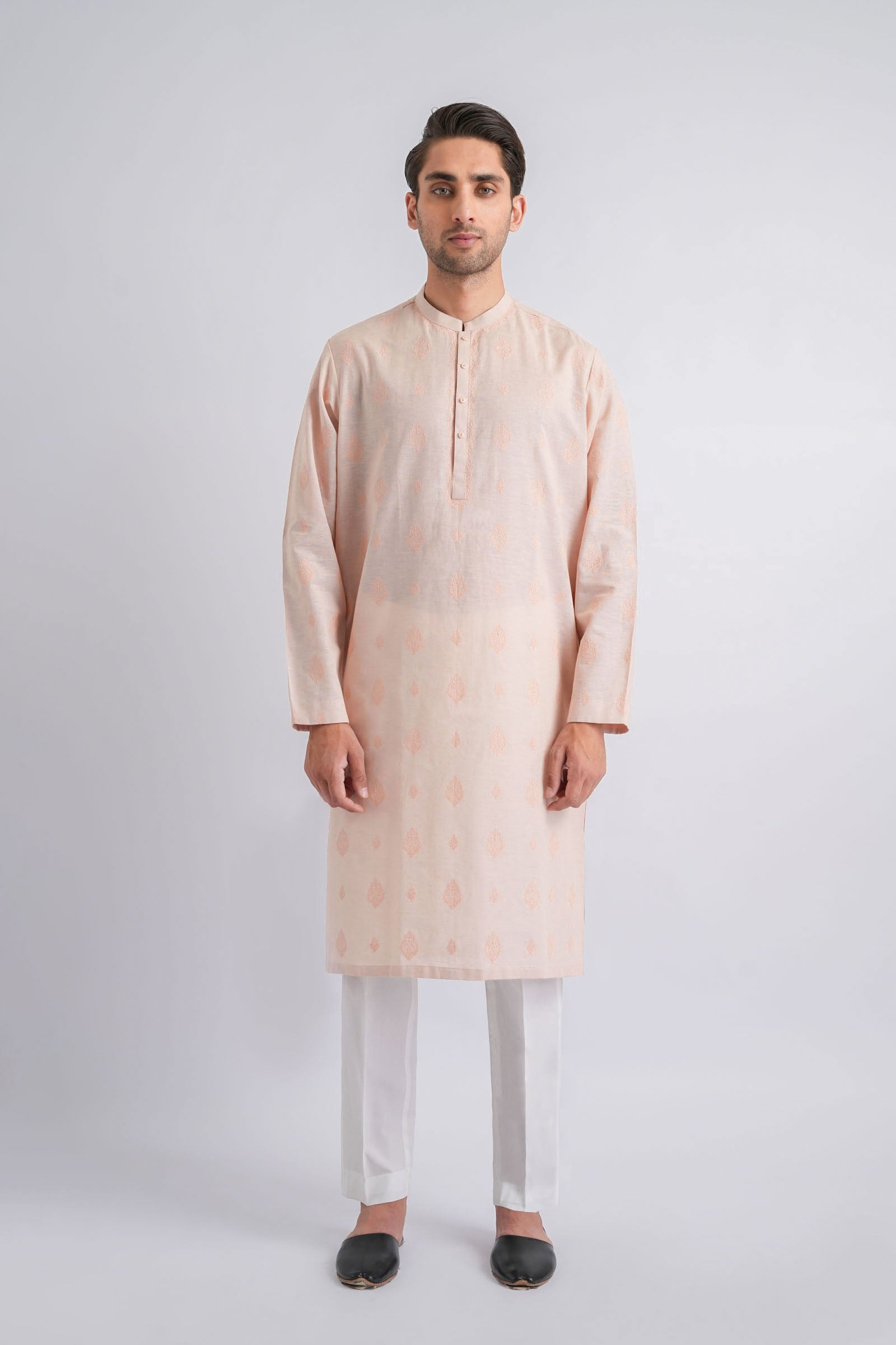 EMBROIDERED-KURTA-PINK - shop at Bareezeman