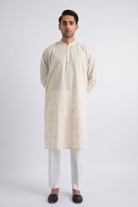 EMBROIDERED-KURTA-BMR-1862R1-O-WHITE - shop at Bareezeman