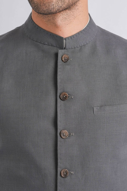 IRISH-LINEN-WAISTCOAT-GREY - shop at Bareezeman