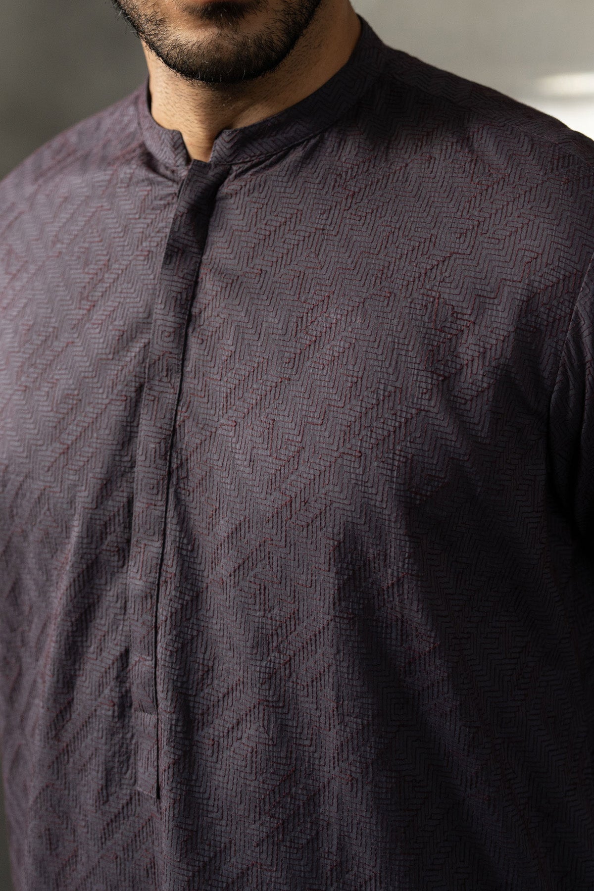 EMBROIDERED-KURTA-GREY - shop at Bareezeman