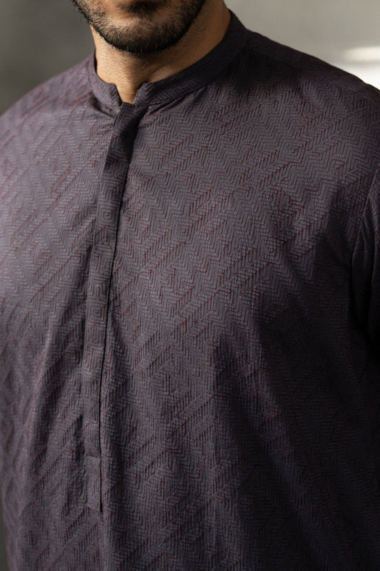 EMBROIDERED-KURTA-GREY - shop at Bareezeman