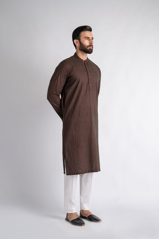 EMBROIDERED-KURTA-MAROON - shop at Bareezeman