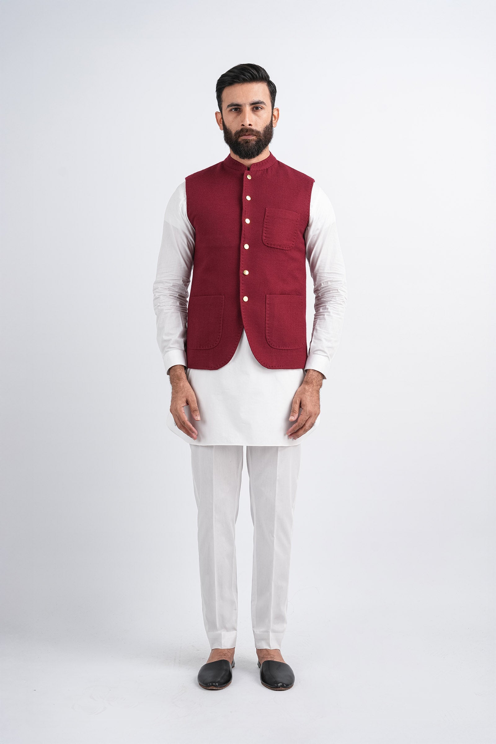 PASHMINA-WAISTCOAT-PLUM - shop at Bareezeman