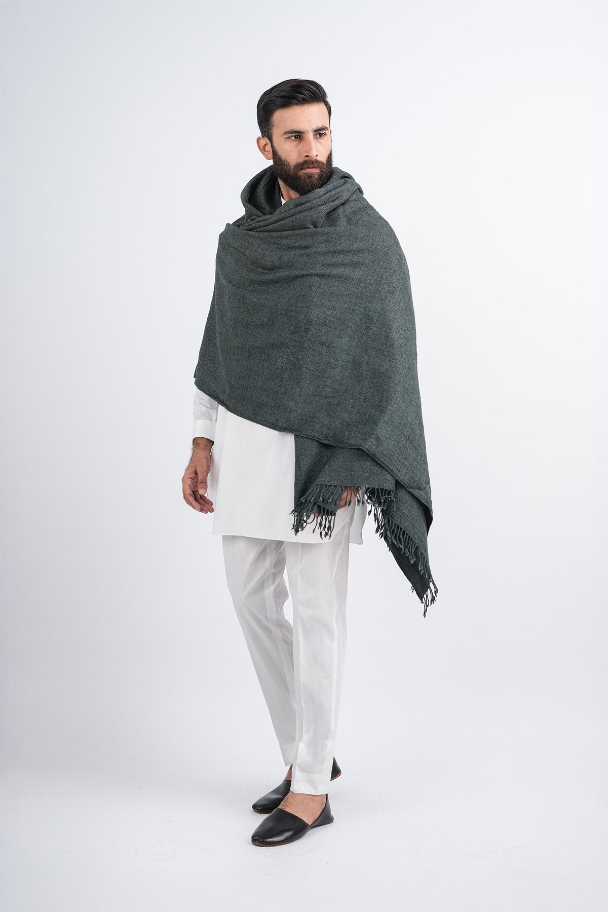 PASHMINA-SHAWL-ARMY-GRN - shop at Bareezeman