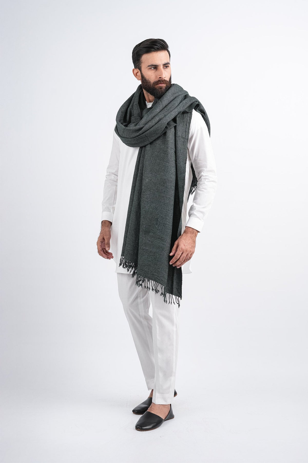 PASHMINA-SHAWL-ARMY-GRN - shop at Bareezeman
