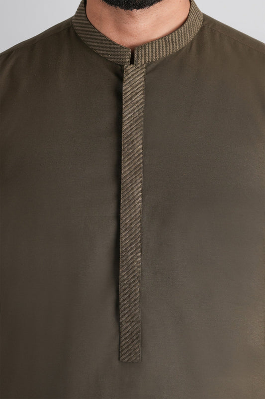SHALWAR-KAMEEZ-OLIVE - shop at Bareezeman