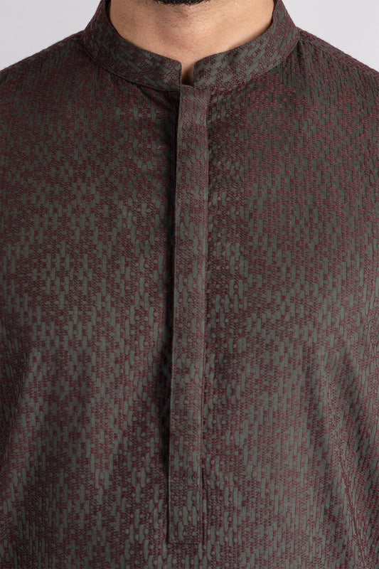 EMBROIDERED-KURTA-GREEN - shop at Bareezeman