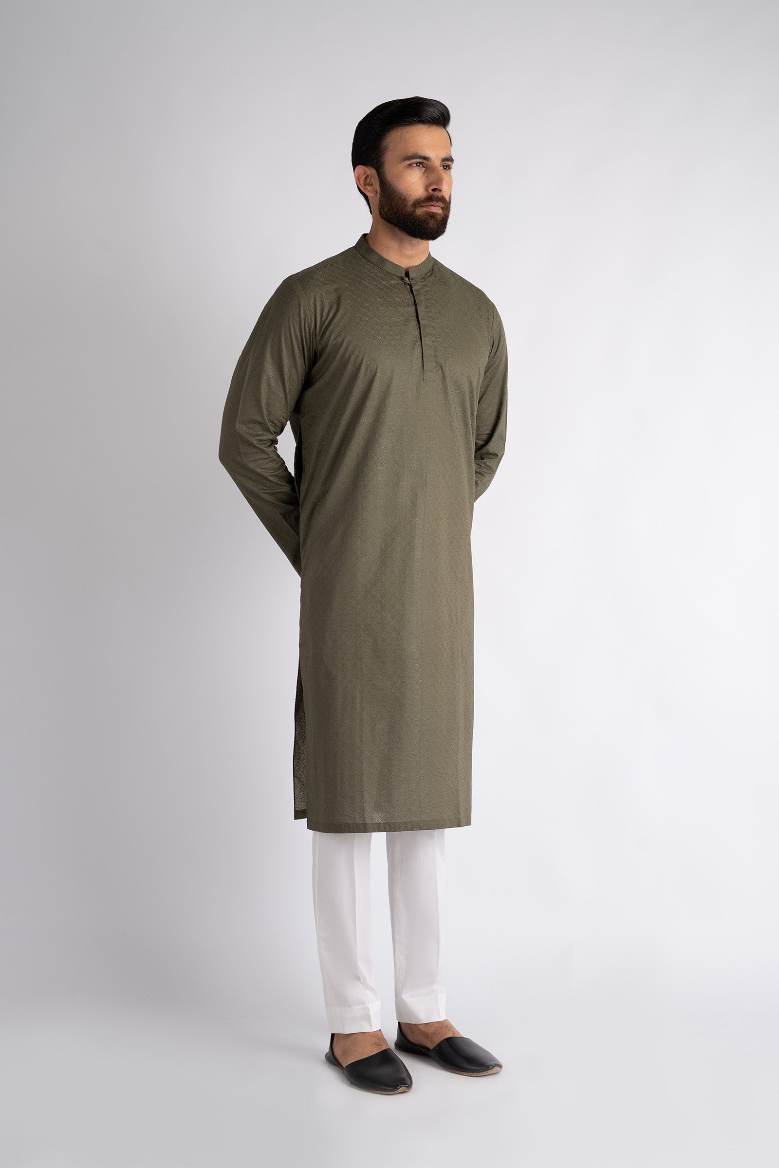 EMBROIDERED-KURTA-GREEN - shop at Bareezeman