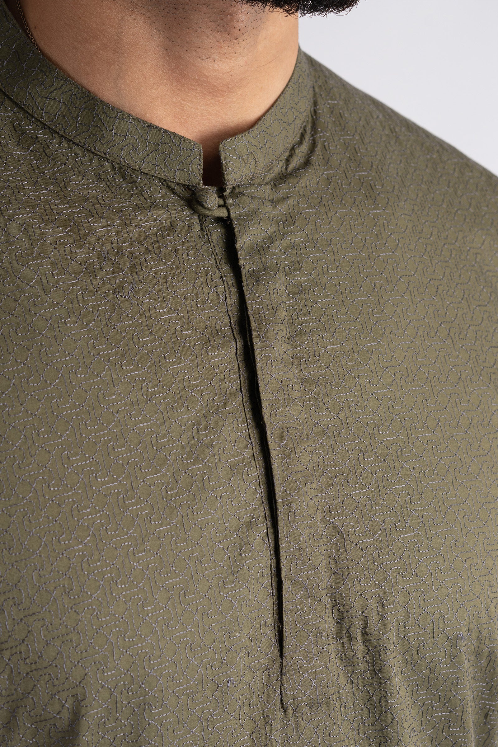 EMBROIDERED-KURTA-GREEN - shop at Bareezeman