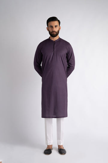 EMBROIDERED-KURTA-PLUM - shop at Bareezeman