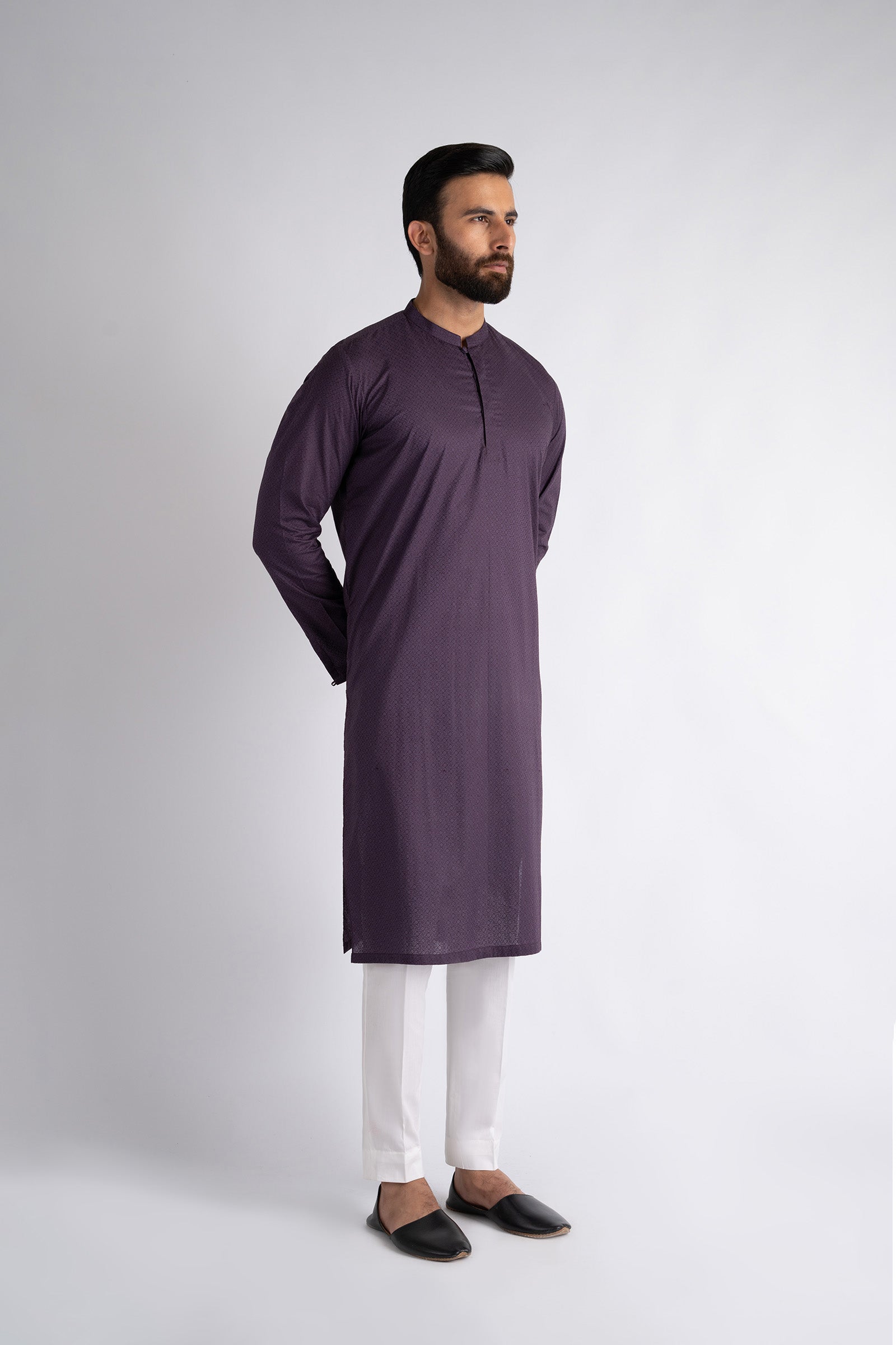 EMBROIDERED-KURTA-PLUM - shop at Bareezeman