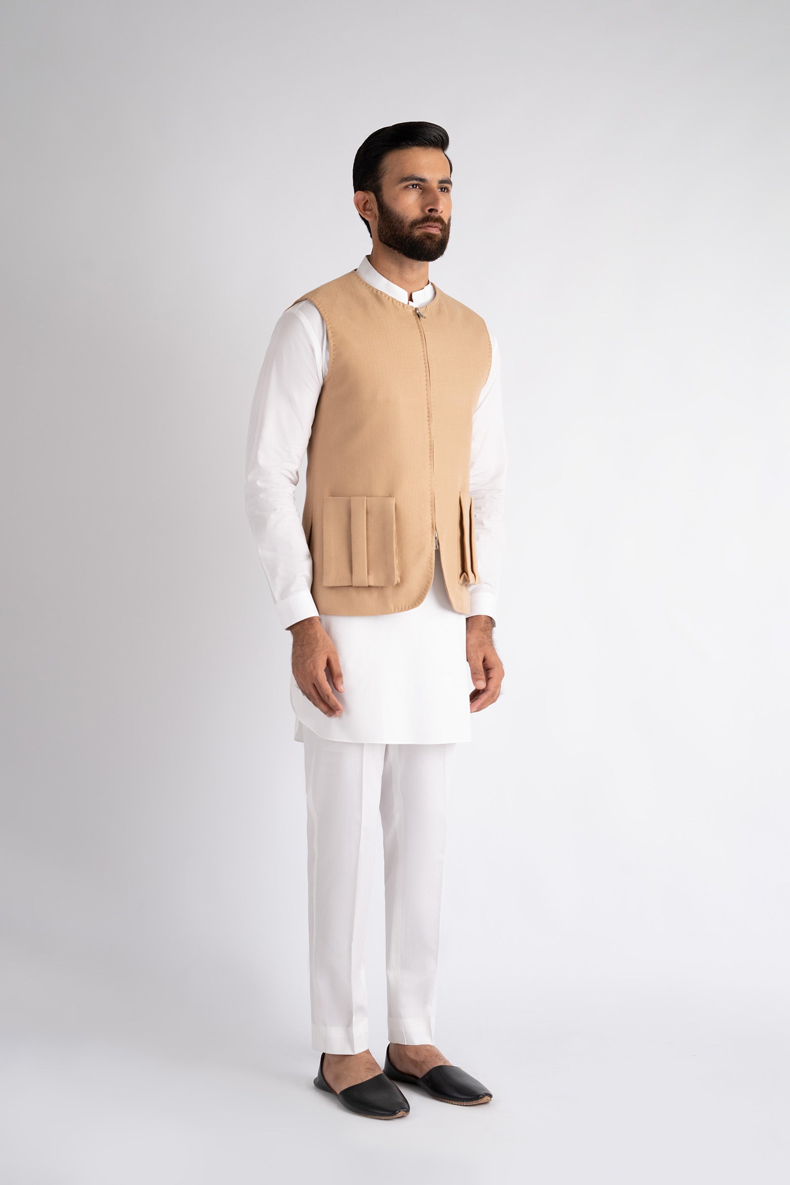 HANDLOOMED-WAISTCOAT-BEIGE - shop at Bareezeman