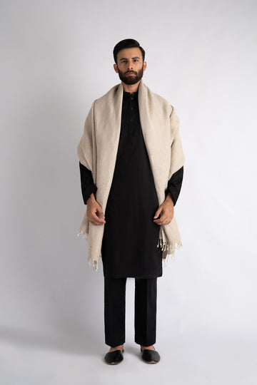 HANDLOOMED-SHAWL-BEIGE - shop at Bareezeman