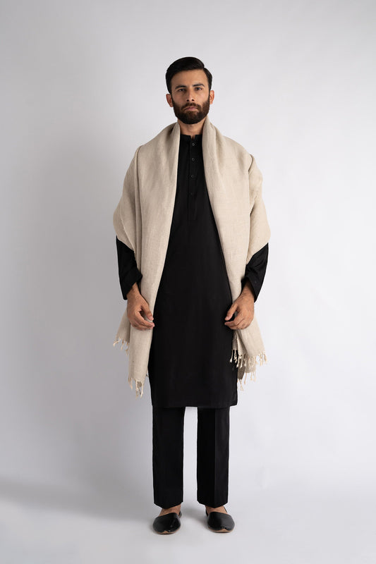 HANDLOOMED-SHAWL-BEIGE - shop at Bareezeman
