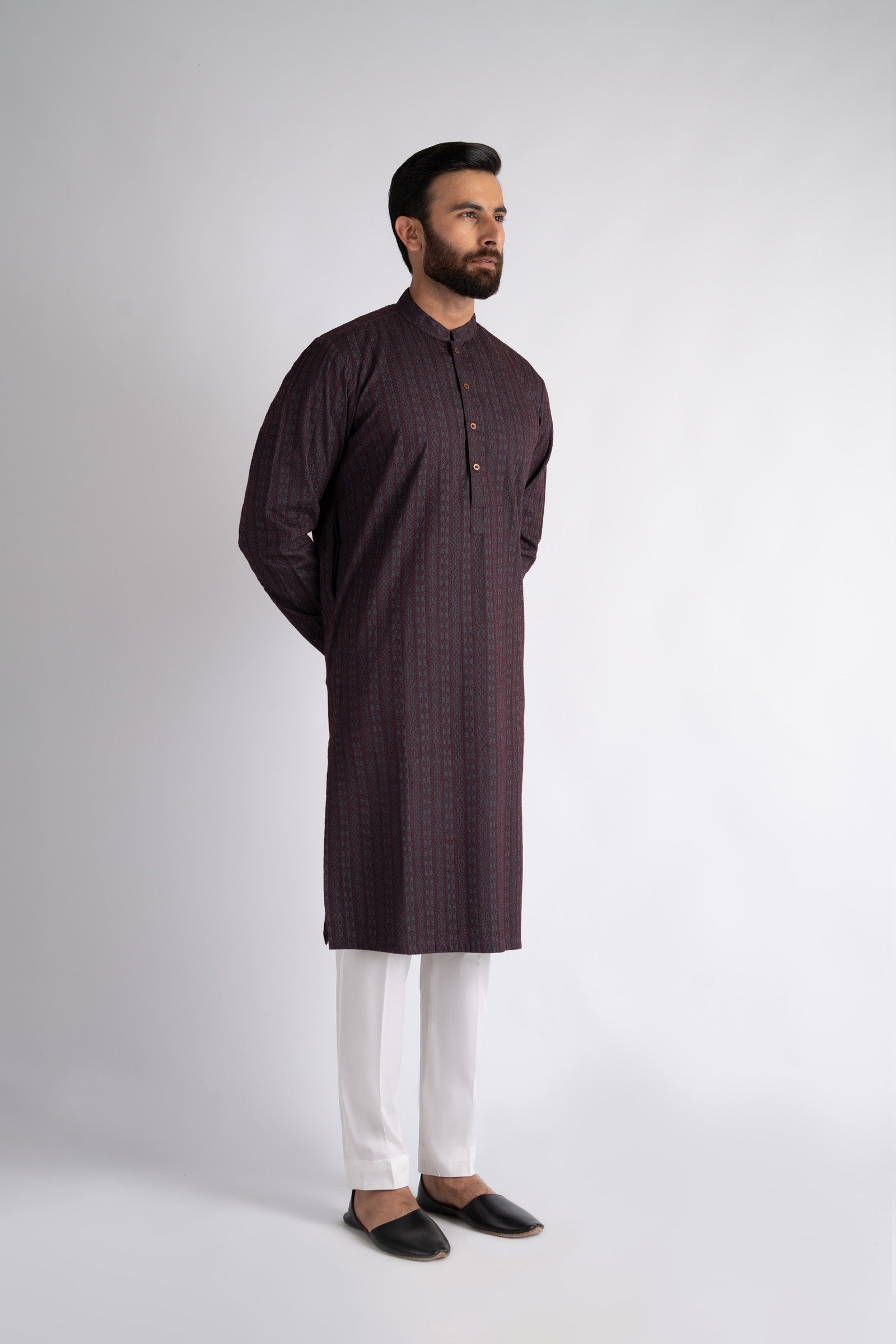 EMBROIDERED-KURTA-D-GREY - shop at Bareezeman