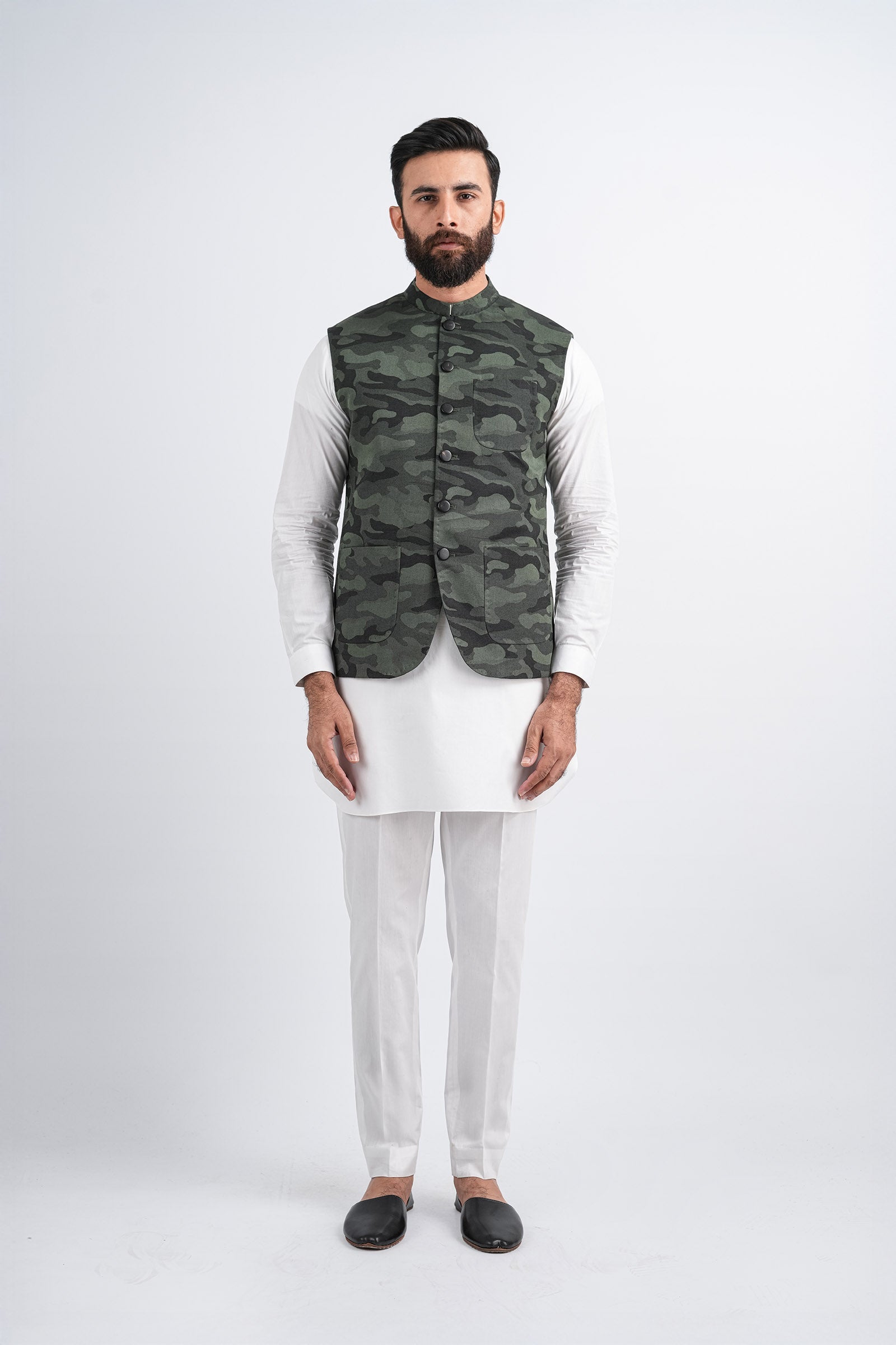 JACQUARD-WAISTCOAT-GREEN - shop at Bareezeman