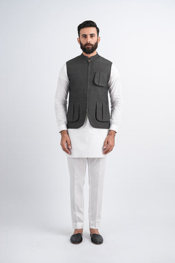 HANDLOOMED-WAISTCOAT-GREEN - shop at Bareezeman