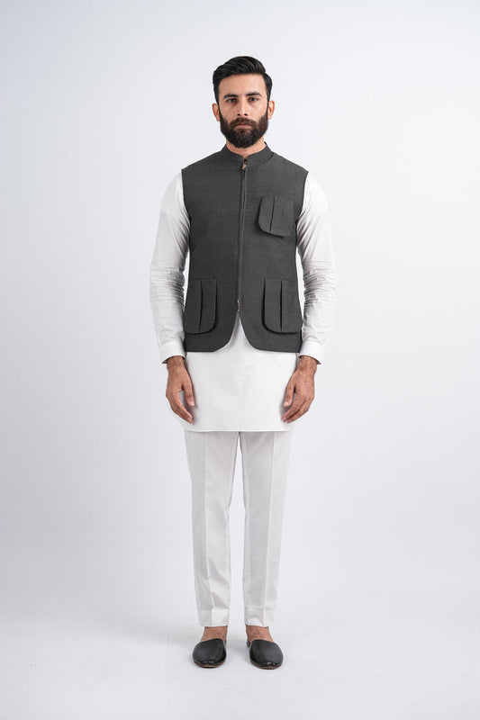 HANDLOOMED-WAISTCOAT-GREEN - shop at Bareezeman