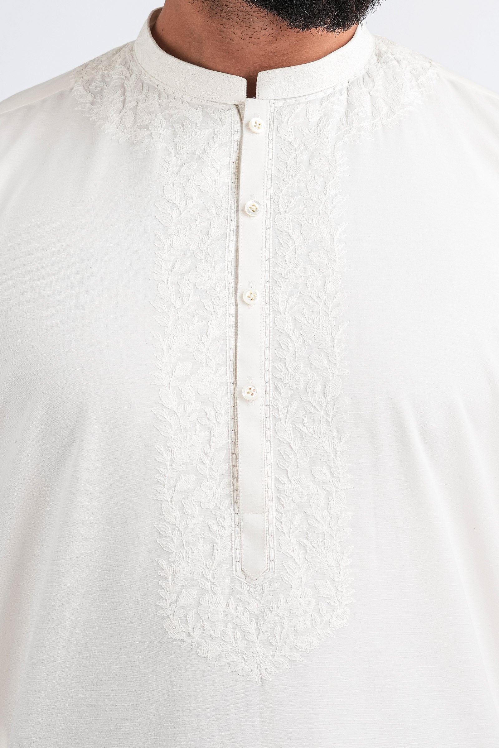 EMBROIDERED-KURTA-BMR1884-WHITE - shop at Bareezeman