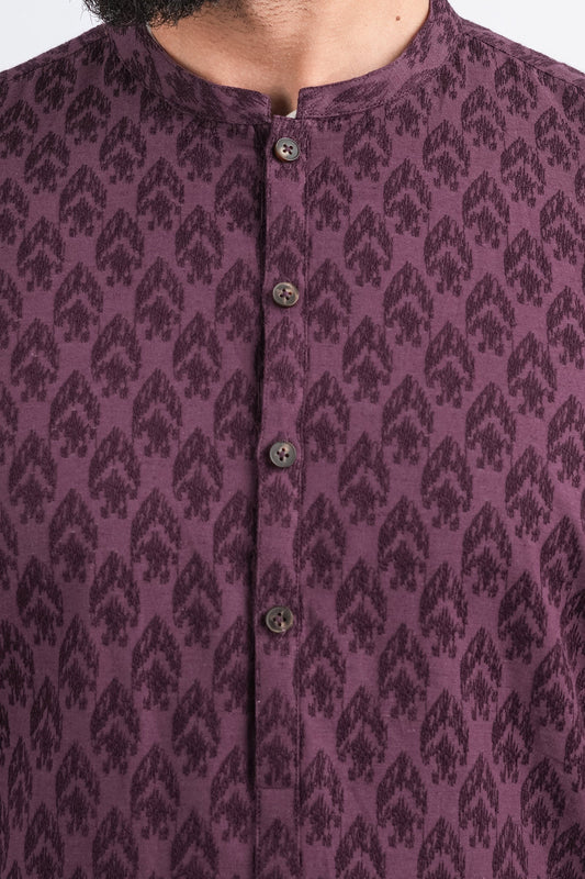 EMBROIDERED-KURTA-MAROON - shop at Bareezeman