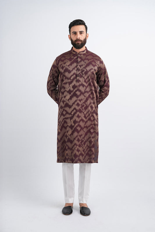 EMBROIDERED-KURTA-MARN-GLD - shop at Bareezeman