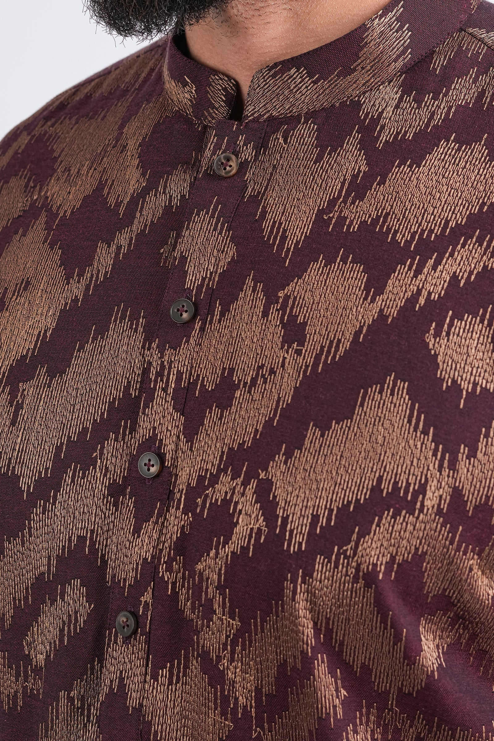EMBROIDERED-KURTA-MARN-GLD - shop at Bareezeman