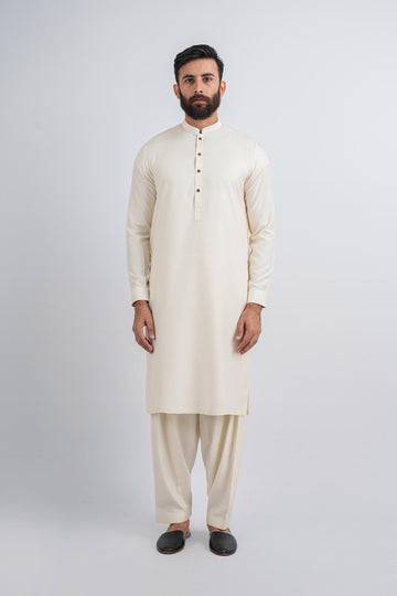 BOSKI KAMEEZ SHALWAR OFF WHITE - shop at Bareezeman