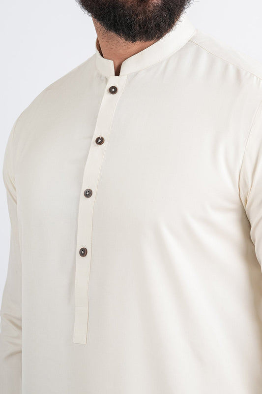 BOSKI KAMEEZ SHALWAR OFF WHITE - shop at Bareezeman