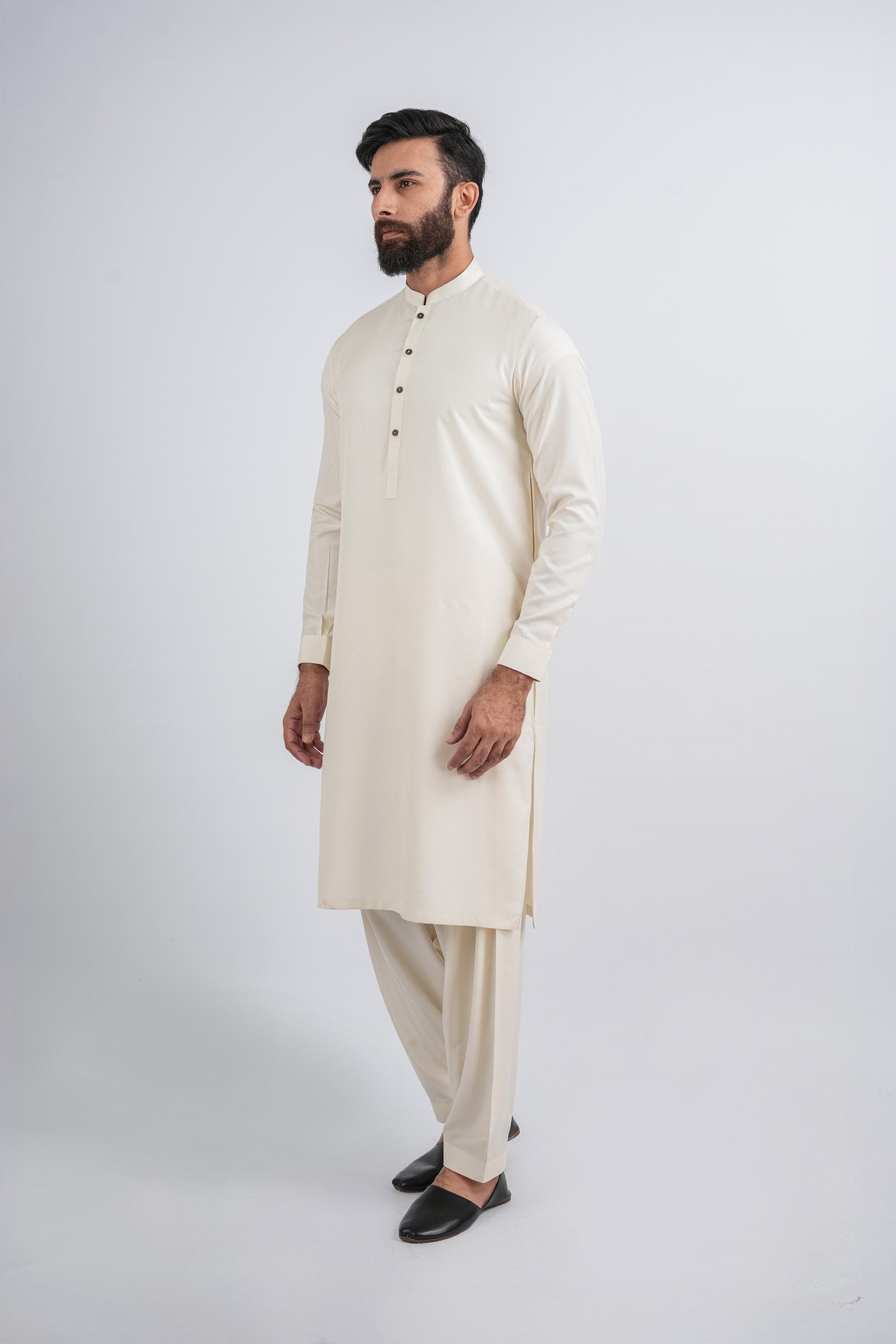 BOSKI KAMEEZ SHALWAR OFF WHITE - shop at Bareezeman