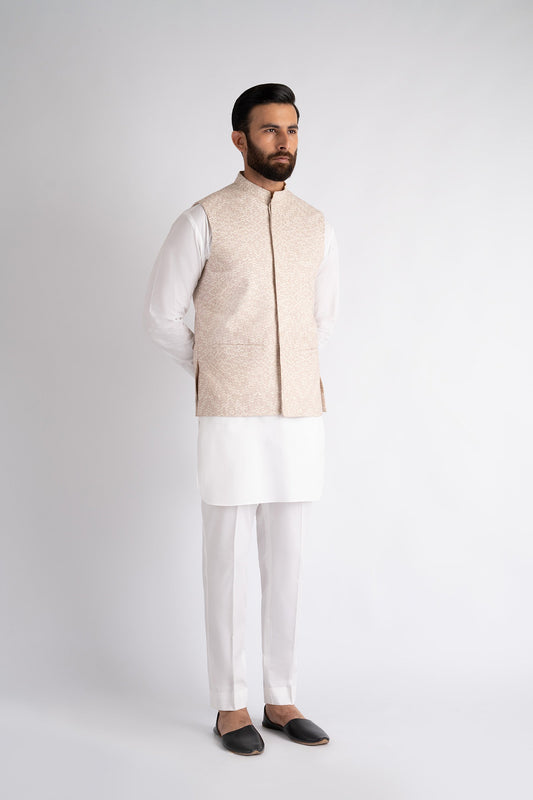 EMBROIDERED-WAISTCOAT-O-WHITE - shop at Bareezeman