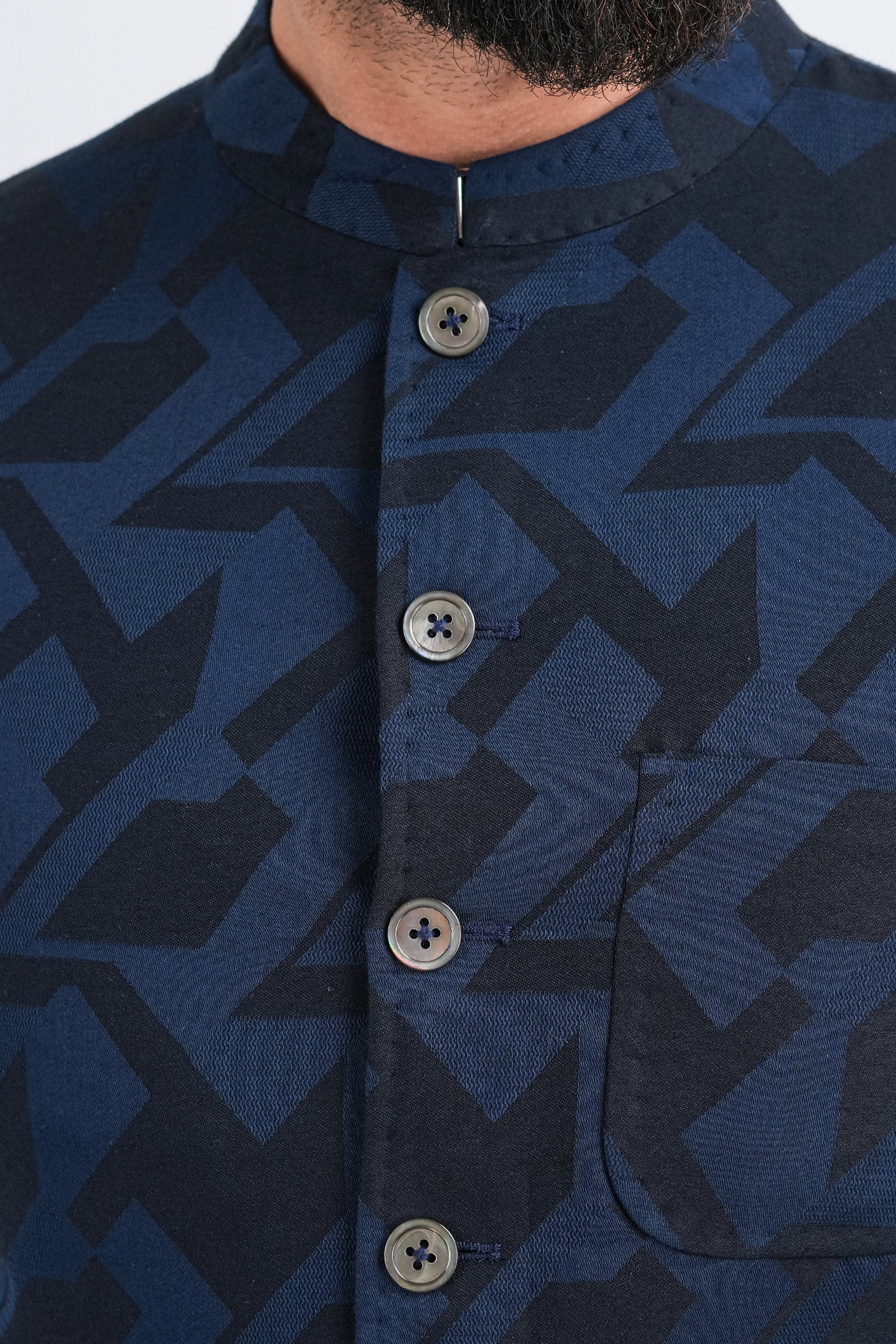 JACQUARD-WAISTCOAT-BLUE - shop at Bareezeman