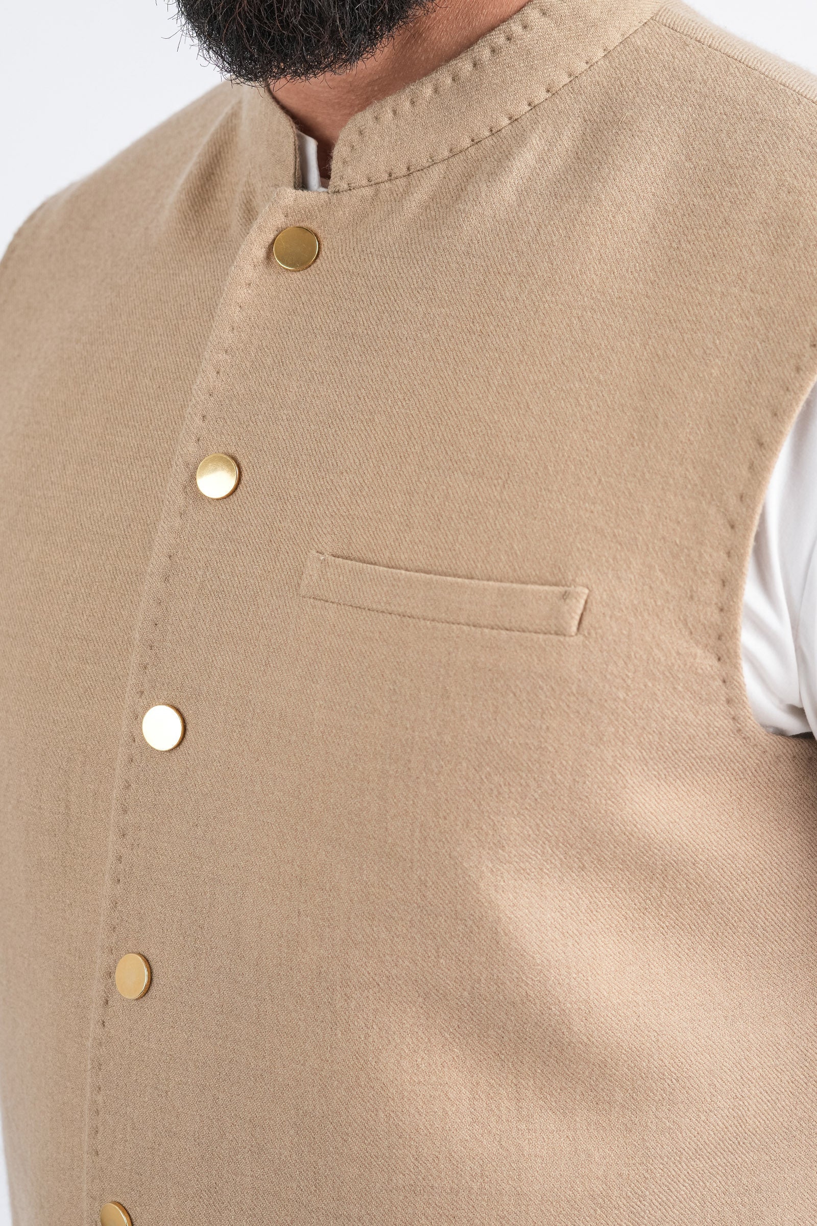 PASHMINA-WAISTCOAT-L-BROWN - shop at Bareezeman
