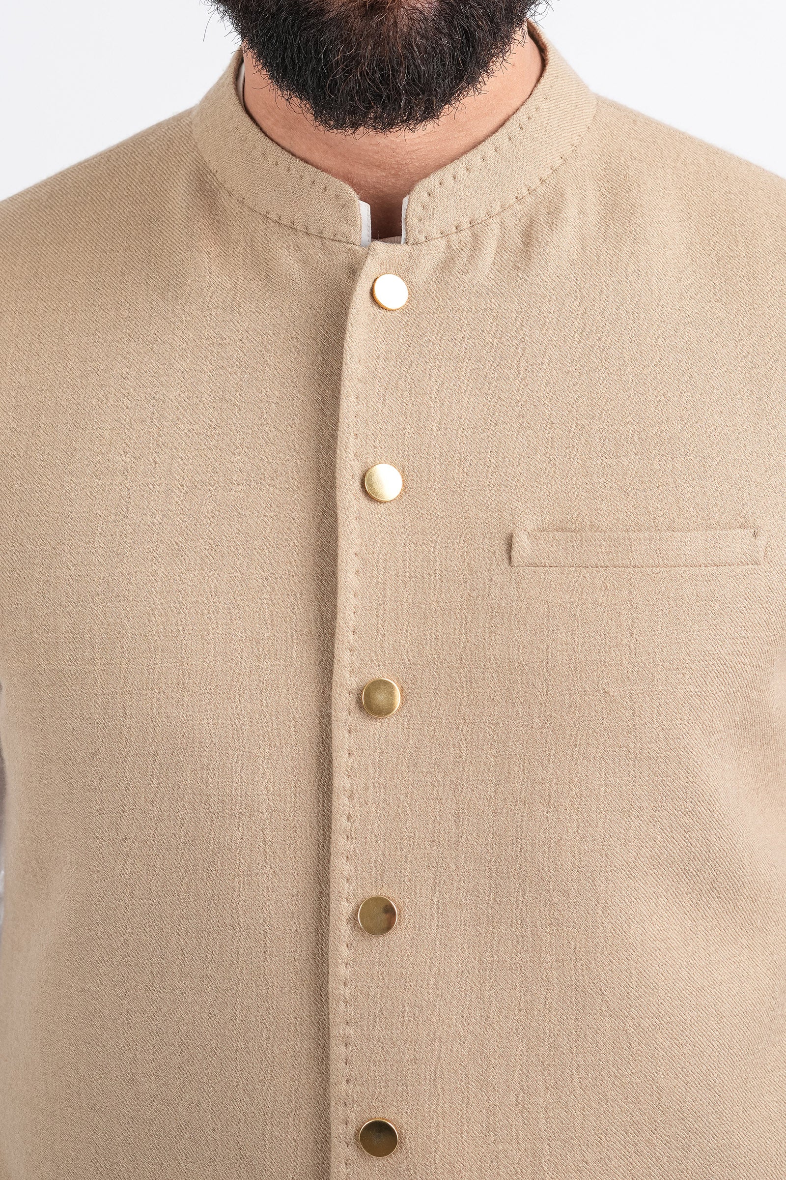 PASHMINA-WAISTCOAT-L-BROWN - shop at Bareezeman