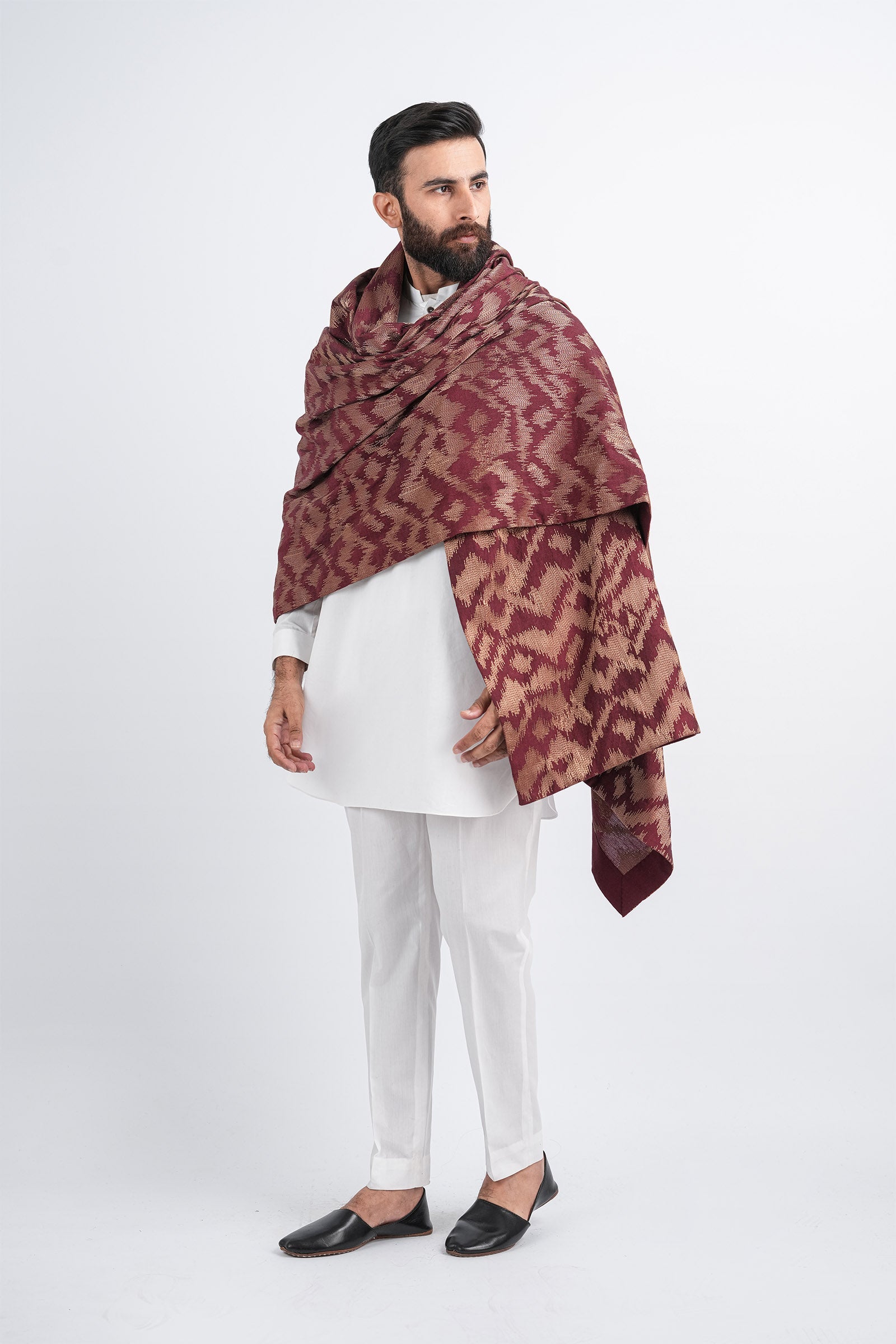 EMBROIDERED-SHAWL-MAROON - shop at Bareezeman
