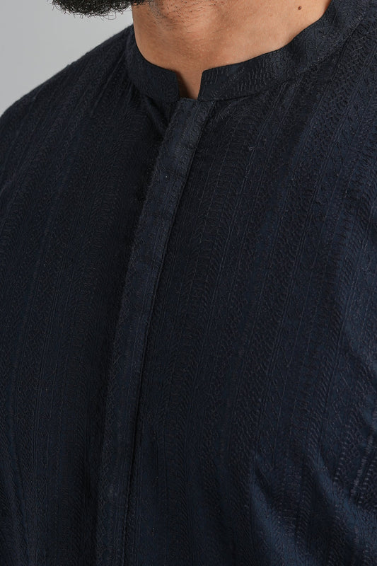 EMBROIDERED-KURTA-NAVY-BLU EMBROIDERED KURTA