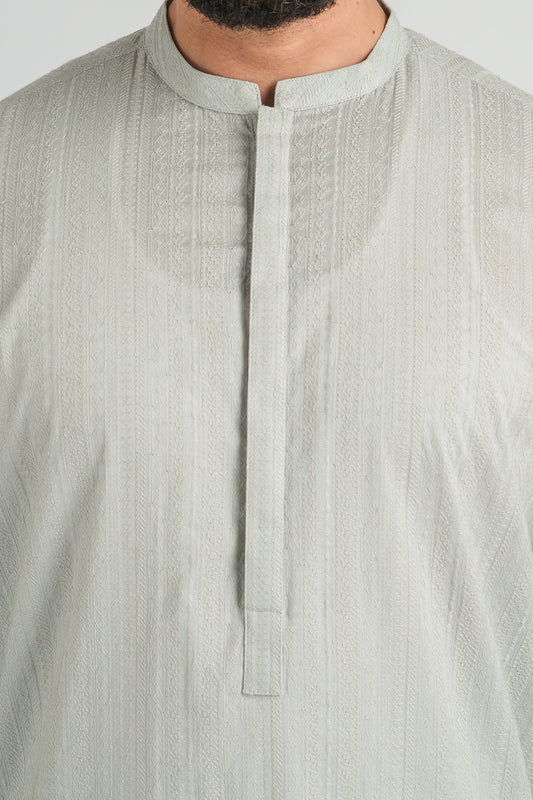 EMBROIDERED-KURTA-L-GREY EMBROIDERED KURTA