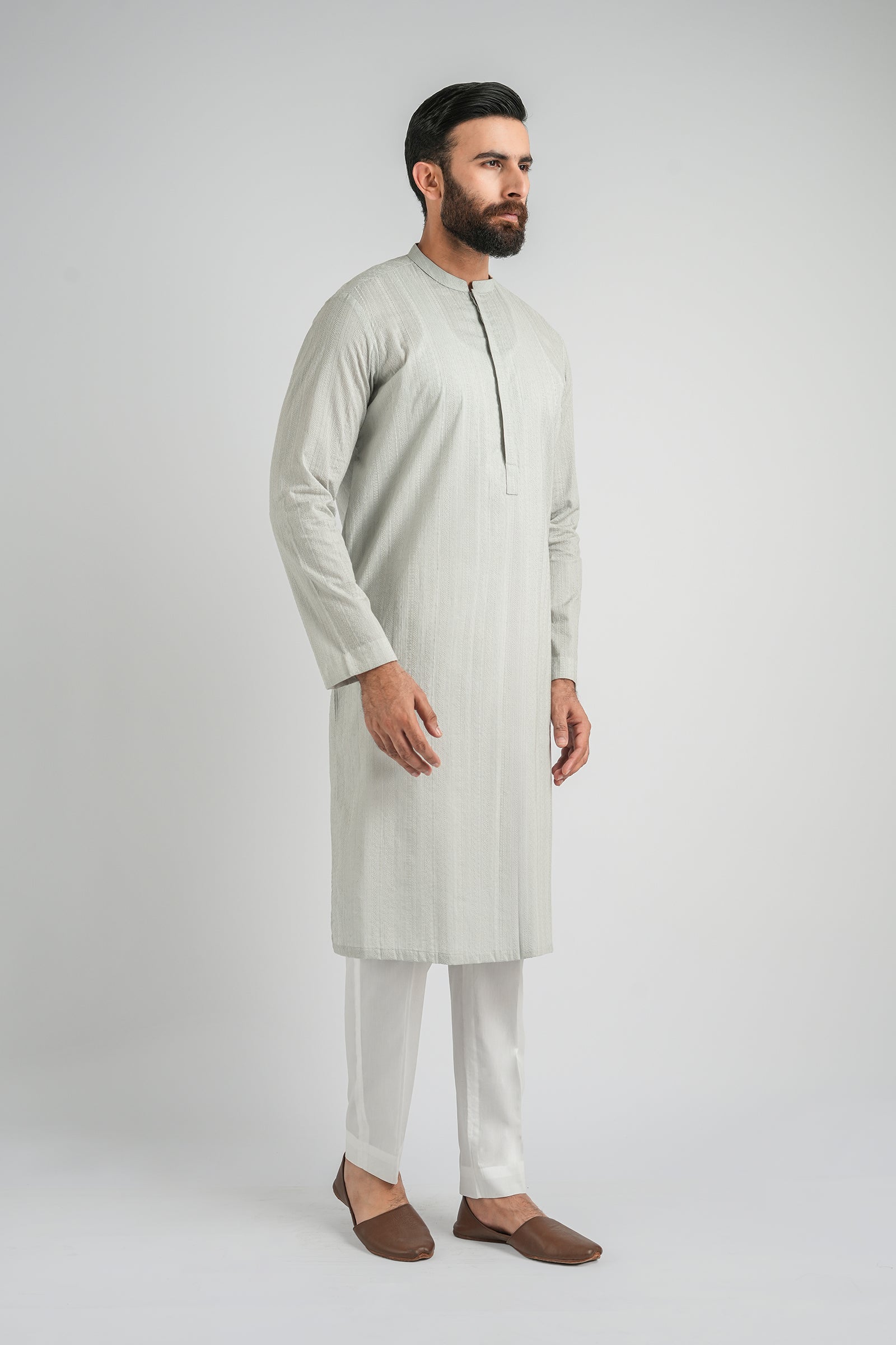 EMBROIDERED-KURTA-L-GREY EMBROIDERED KURTA